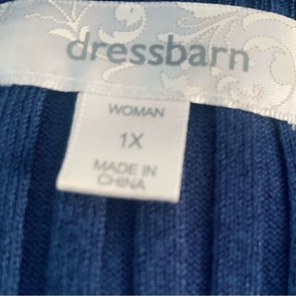 Dress Barn Navy Blue Ribbed V-Neck Sweater Size 1X - Picture 6 of 7